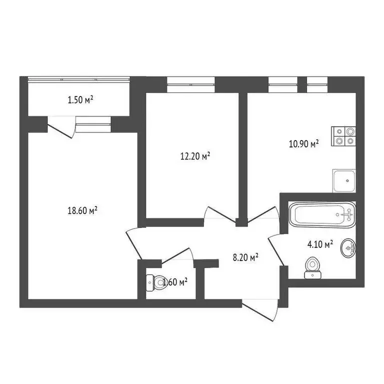 2-комнатная квартира: Тюмень, Полевая улица, 115 (55.6 м) - Фото 1