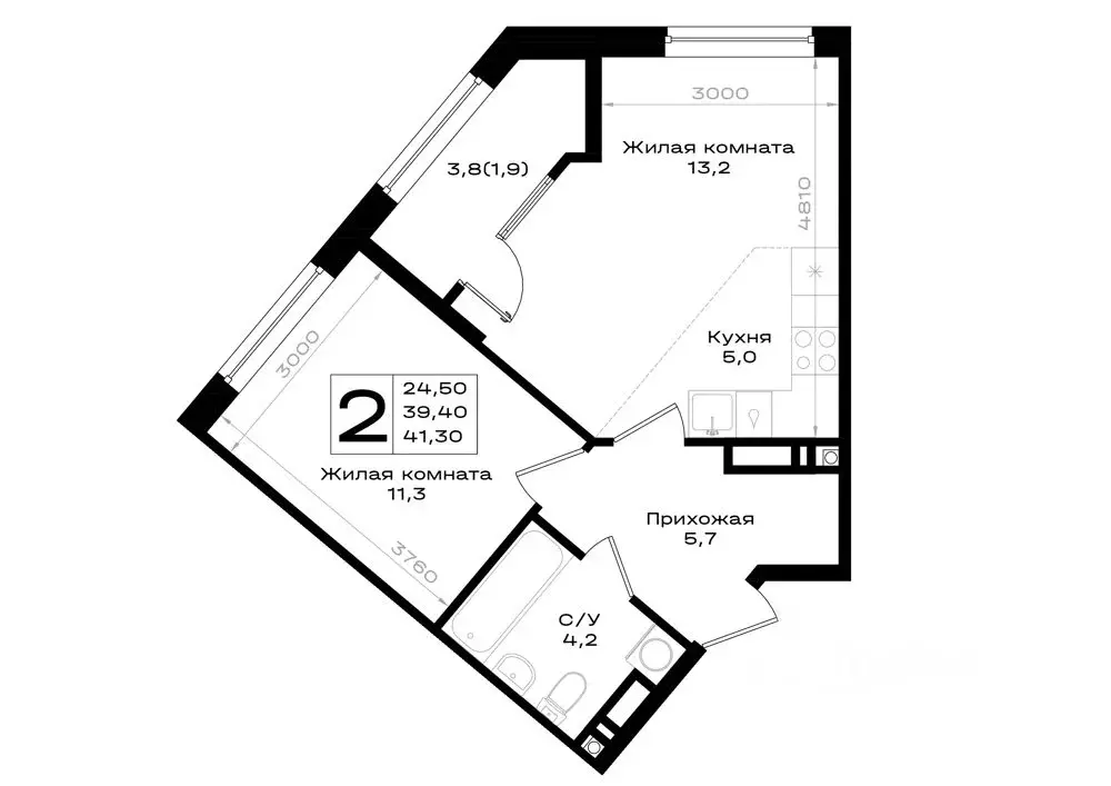 2-к кв. Ростовская область, Аксай просп. Аксайский (41.3 м) - Фото 1
