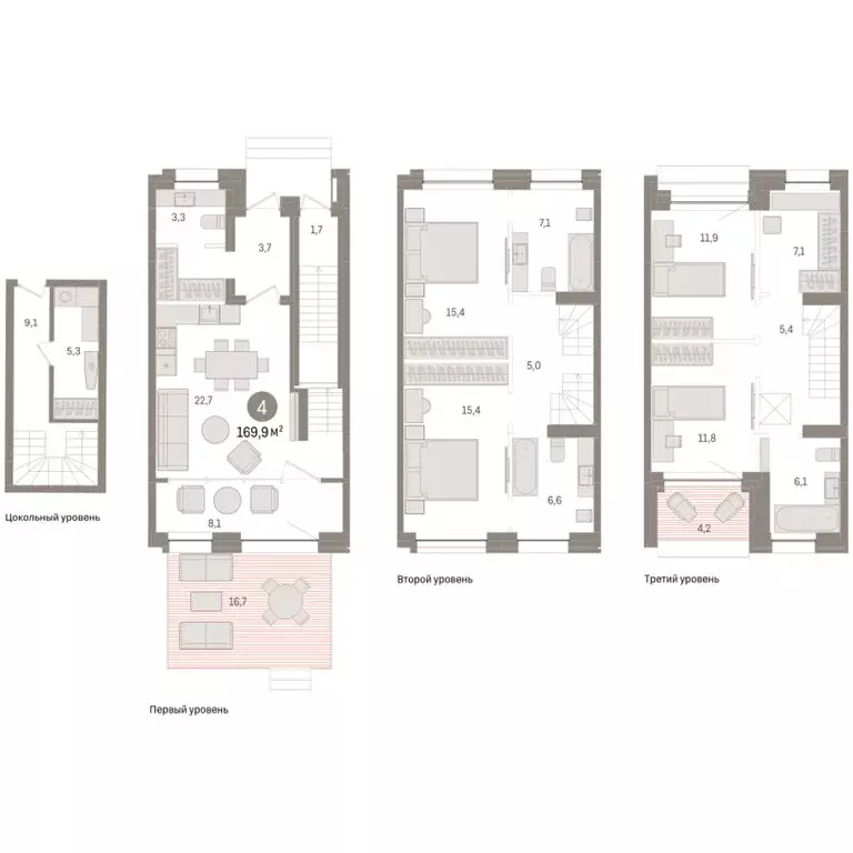 4-комнатная квартира: Тюмень, улица Муравленко, 9к1 (169.86 м) - Фото 2