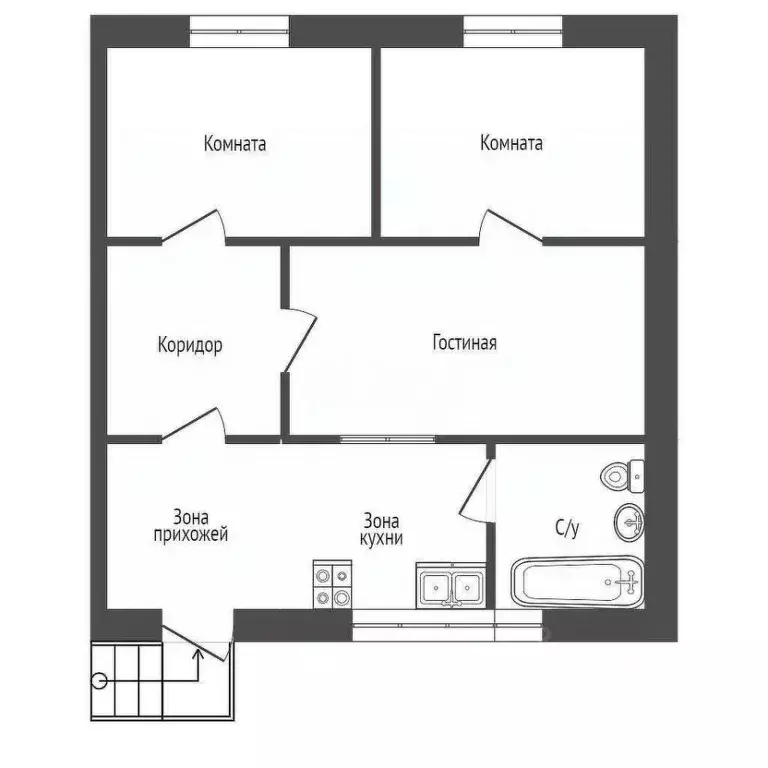3-к кв. Севастополь ул. Сергея Лазо, 25 (47.8 м) - Фото 2
