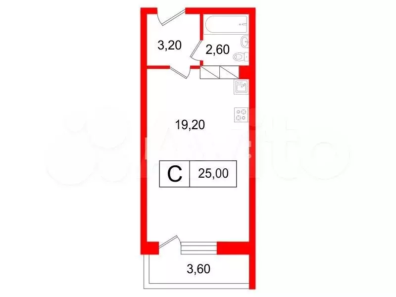 Квартира-студия, 25 м, 9/10 эт. - Фото 0