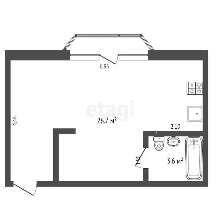 1-комнатная квартира: Севастополь, улица Челюскинцев, 49/4 (30.3 м) - Фото 0