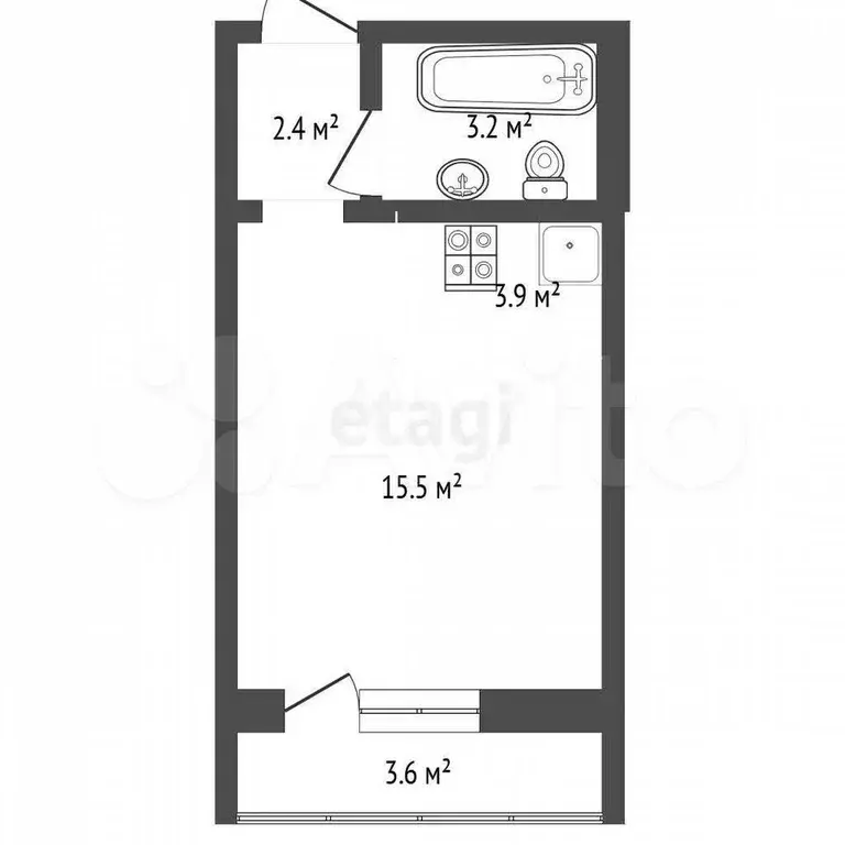 Квартира-студия, 25 м, 8/14 эт. - Фото 0