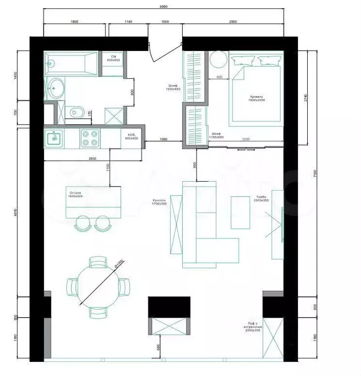 2-к. квартира, 60 м, 2/15 эт. - Фото 0