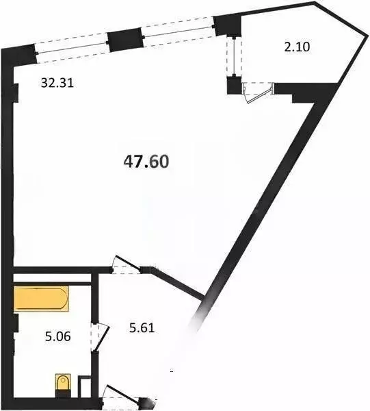 Квартира-студия: Севастополь, улица Лётчиков, 10 (47.6 м) - Фото 1