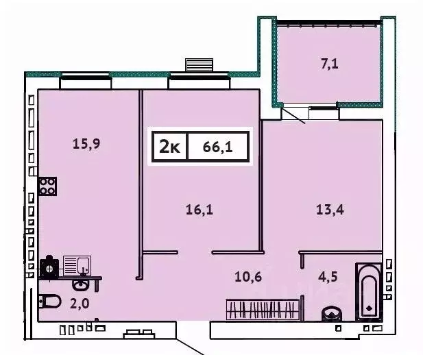 2-к кв. Ивановская область, Иваново ул. 2-я Чайковского, 40 (66.1 м) - Фото 1