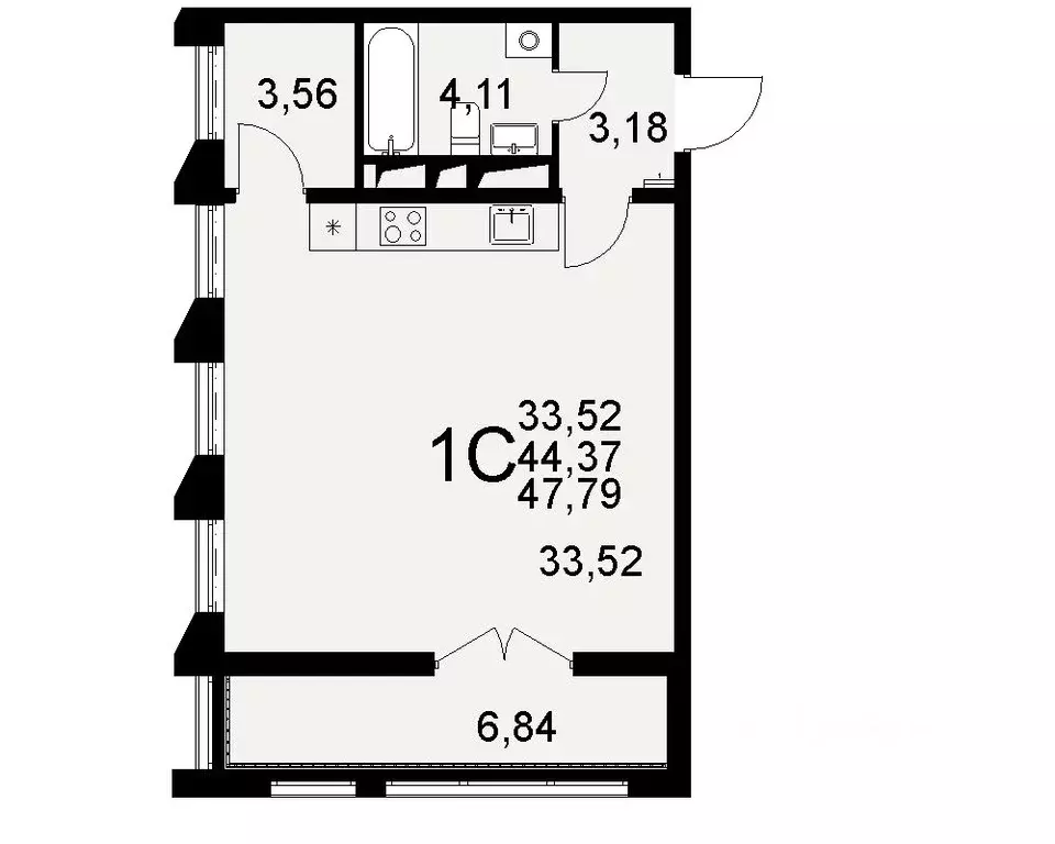 1-к кв. Тульская область, Тула Путейская ул., 11 (44.37 м) - Фото 0