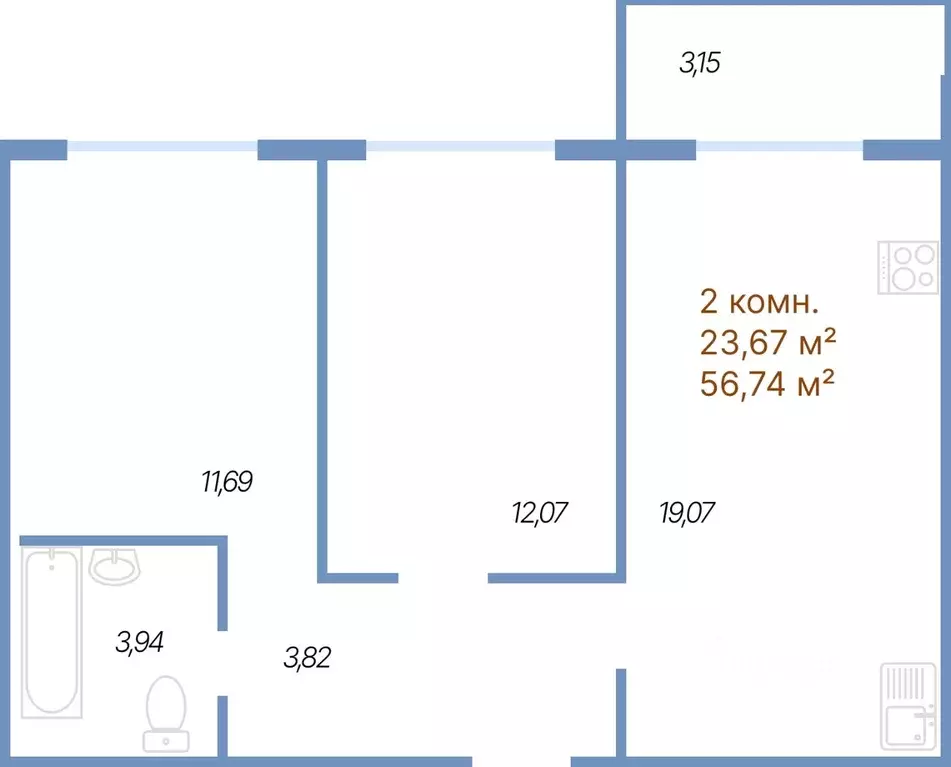 2-к кв. Ярославская область, Ярославль просп. Фрунзе, 83 (56.74 м) - Фото 1