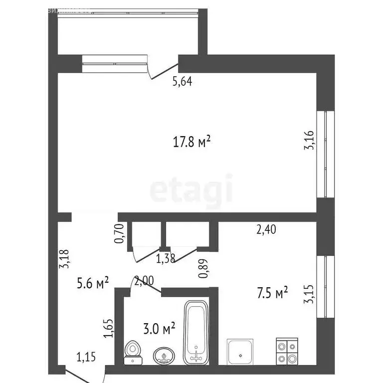 1-комнатная квартира: Юрга, проспект Победы, 8А (34.9 м) - Фото 0