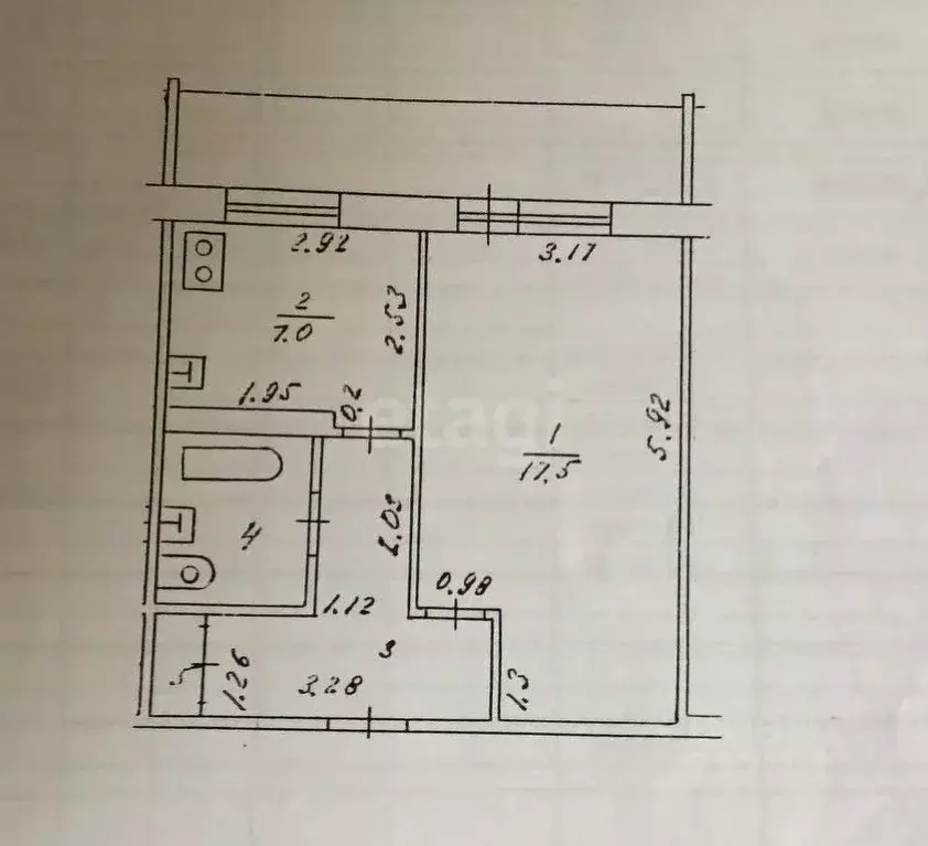 1-к кв. Татарстан, Казань ул. Четаева, 43 (33.0 м) - Фото 2