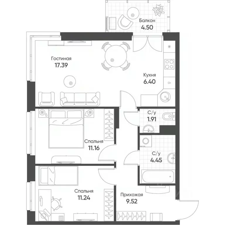 3-к кв. Татарстан, Казань ул. Гаврилова, 5Вк2 (63.4 м) - Фото 0