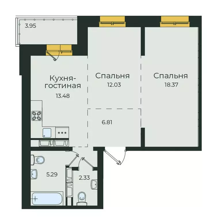 2-комнатная квартира: Иркутск, улица Пискунова, 132 (62.26 м) - Фото 1