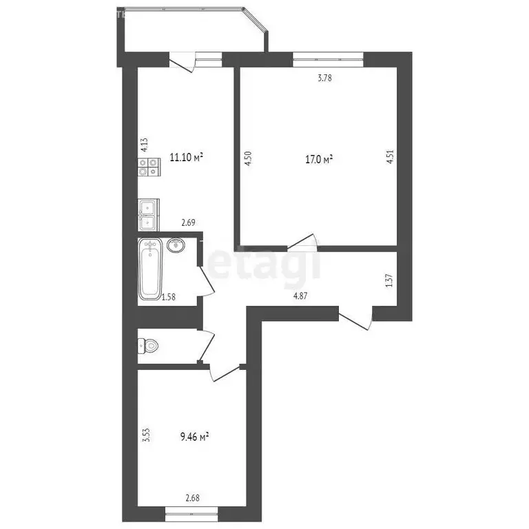 2-комнатная квартира: Вологда, Архангельская улица, 12 (50.4 м) - Фото 1