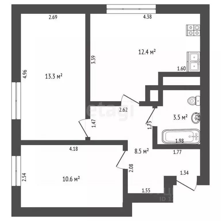 2-к кв. Тюменская область, Тюмень ул. Тальниковая, 5 (48.7 м) - Фото 2