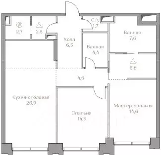 2-к кв. Москва Коллекция Лужники жилой комплекс (92.0 м) - Фото 0