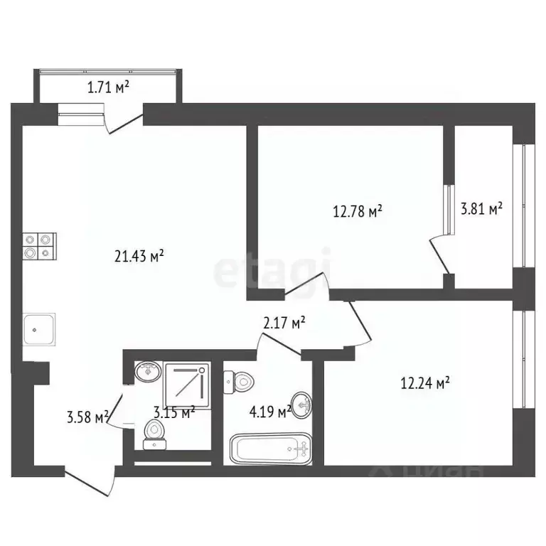 2-к кв. Тюменская область, Тюмень Тарманы мкр, ул. Малышева, 31к1с1 ... - Фото 2