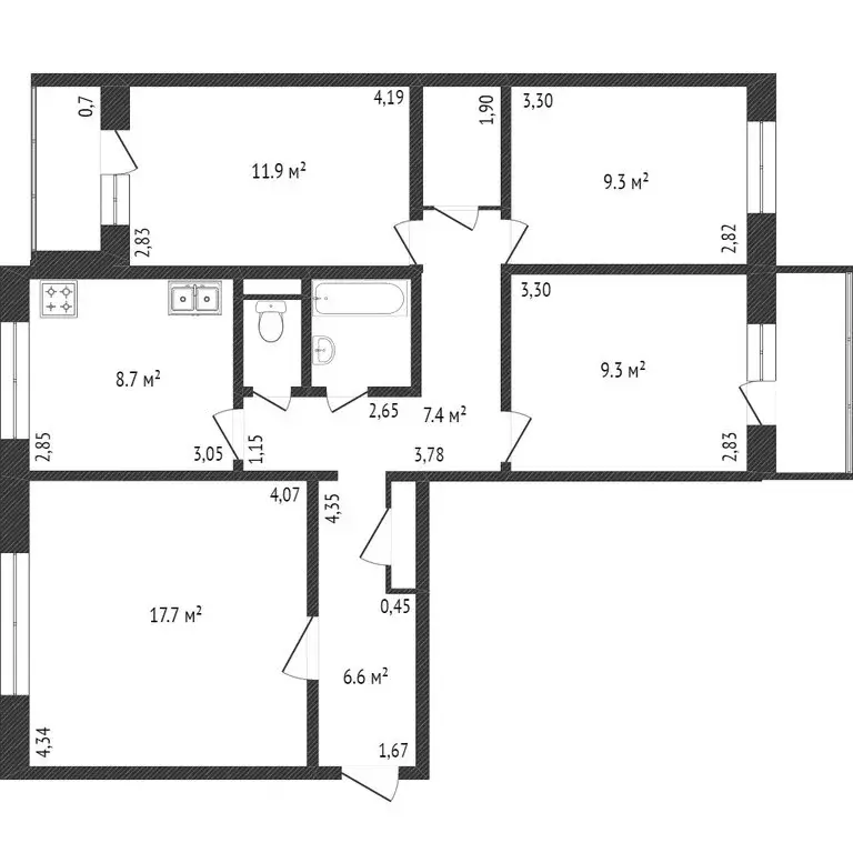 4-комнатная квартира: Абакан, улица Некрасова, 25 (77.4 м) - Фото 0