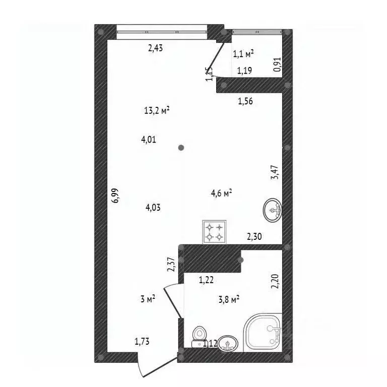Студия Башкортостан, Уфа бул. Яркий, 13 (27.9 м) - Фото 2
