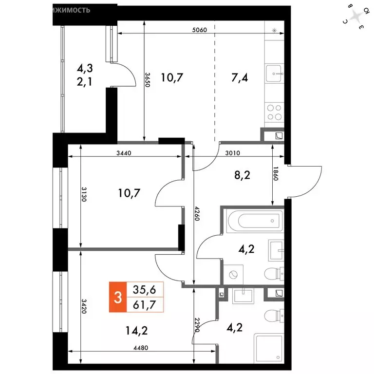 3-комнатная квартира: Зеленодольский район, Октябрьское сельское ... - Фото 2