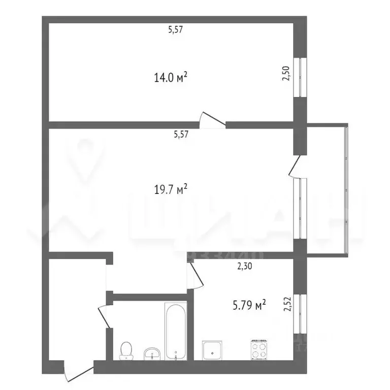 2-к кв. Тюменская область, Тюмень Текстильная ул., 15 (45.0 м) - Фото 1