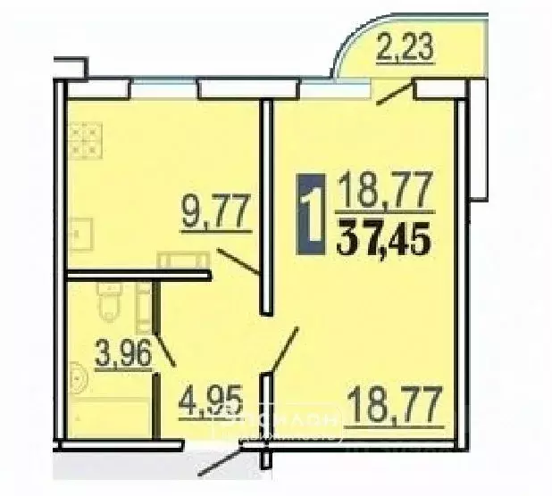 1-к кв. Курская область, Курск ул. Домостроителей, 2 (38.56 м) - Фото 0