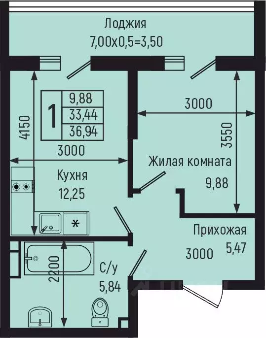 1-к кв. Краснодарский край, Туапсинский муниципальный округ, с. Небуг  ... - Фото 0