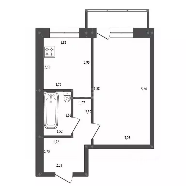 1-к кв. Амурская область, Белогорск ул. Кирова, 49А (36.2 м) - Фото 2