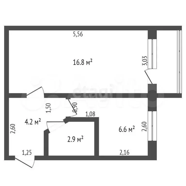 1-к. квартира, 30,5 м, 2/5 эт. - Фото 1