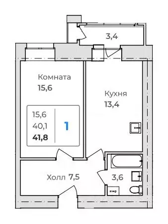 1-к кв. Амурская область, Благовещенск  (41.8 м) - Фото 0