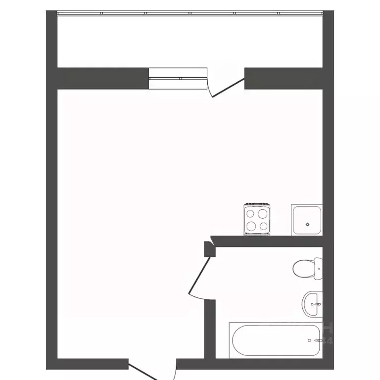 Студия Тюменская область, Тюмень ул. Тимофея Чаркова, 28 (25.2 м) - Фото 2