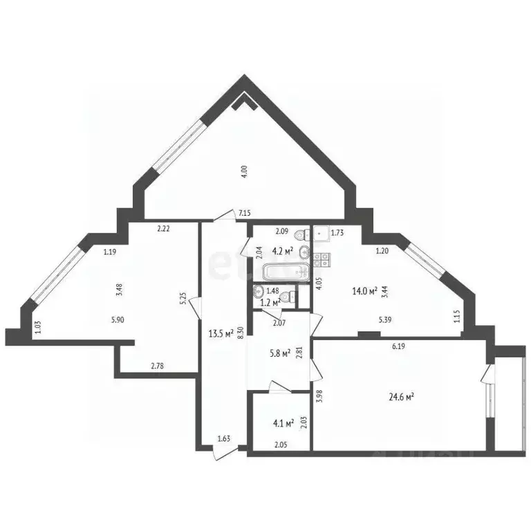 3-к кв. Томская область, Северск Первомайская ул., 3А (111.4 м) - Фото 1