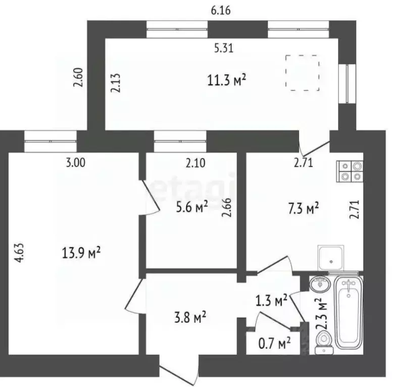 2-к кв. Севастополь ул. Супруна, 5 (46.2 м) - Фото 2