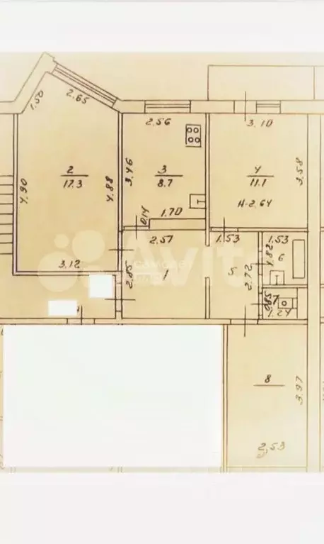 3-к кв. Липецкая область, Липецк Первомайская ул., 38 (62.3 м) - Фото 2