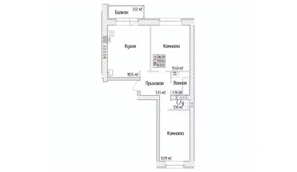 2-к кв. Ярославская область, Ярославский муниципальный округ, пос. ... - Фото 1