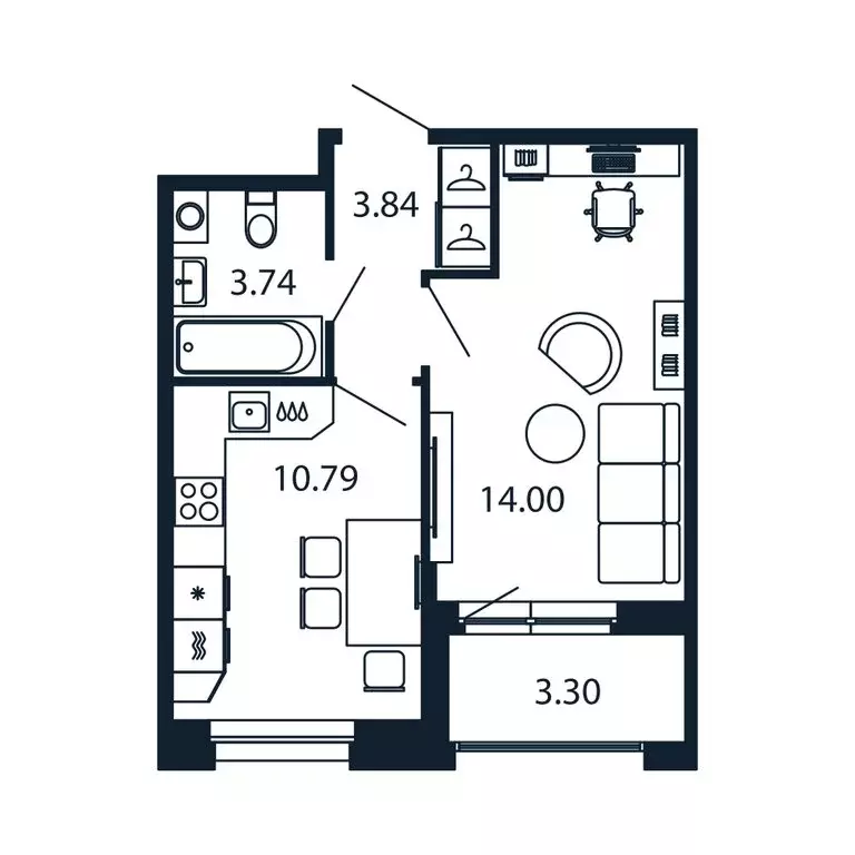1-комнатная квартира: Новоселье, Центральная улица, 30к2 (31.8 м) - Фото 1
