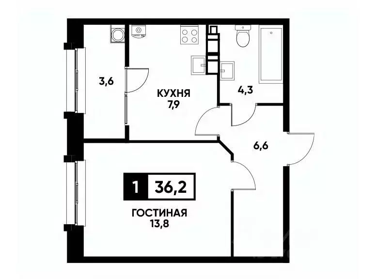 1-к кв. Ставропольский край, Ставрополь ул. Андрея Голуба, 14 (36.2 м) - Фото 0