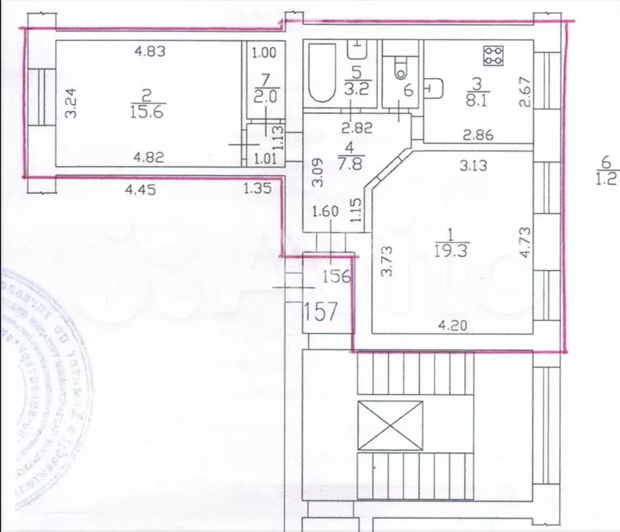 2-к. квартира, 57,6 м, 2/7 эт. - Фото 0