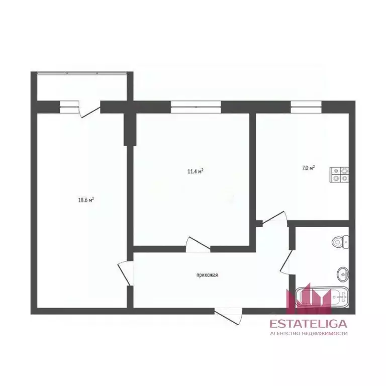 2-к кв. Москва наб. Тараса Шевченко, 3К2 (50.4 м) - Фото 2