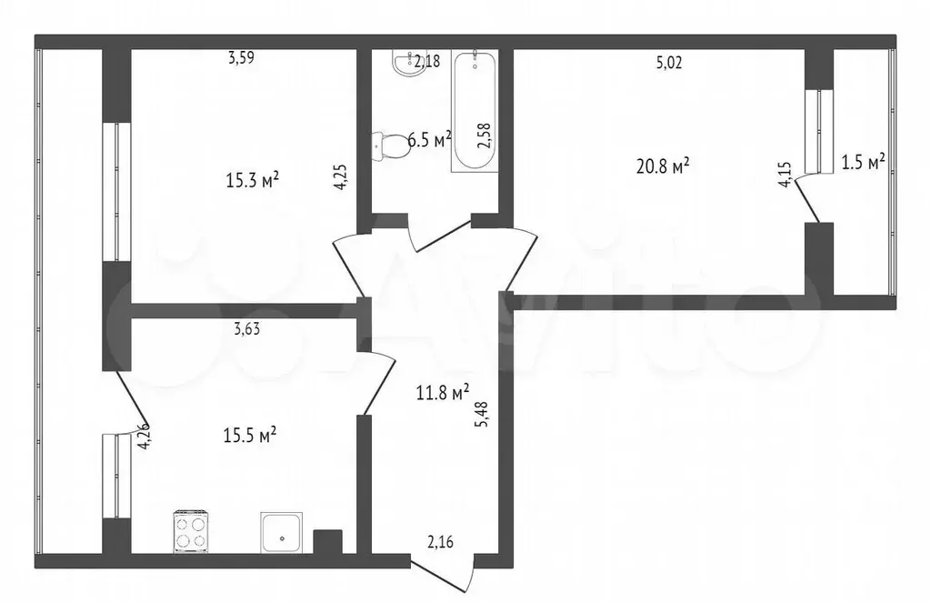 2-к. квартира, 70 м, 1/4 эт. - Фото 0