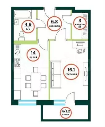 1-к. квартира, 47 м, 7/8 эт. - Фото 0