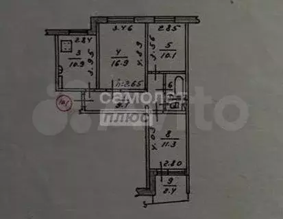 3-к. квартира, 64,5 м, 8/9 эт. - Фото 0