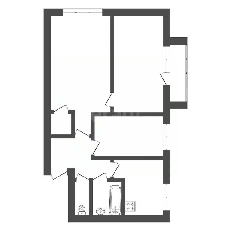 3-к кв. Амурская область, Архара пгт пер. Красноармейский, 3 (47.8 м) - Фото 2