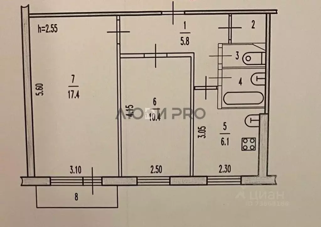 2-к кв. Тверская область, Вышний Волочек ул. Ямская, 112А (44.7 м) - Фото 1