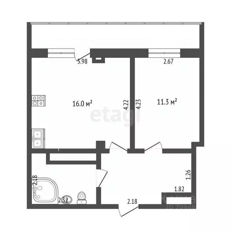 1-к кв. Тюменская область, Тюмень Кремлевская ул., 112к4 (38.0 м) - Фото 1