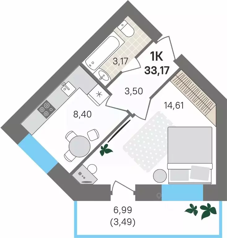 1-к кв. Пермский край, Пермский муниципальный округ, с. Култаево ул. ... - Фото 1