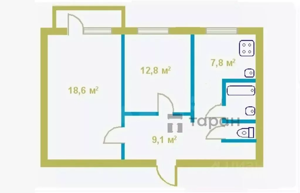 2-к кв. Челябинская область, Челябинск Свердловский просп., 41а (48.1 ... - Фото 1