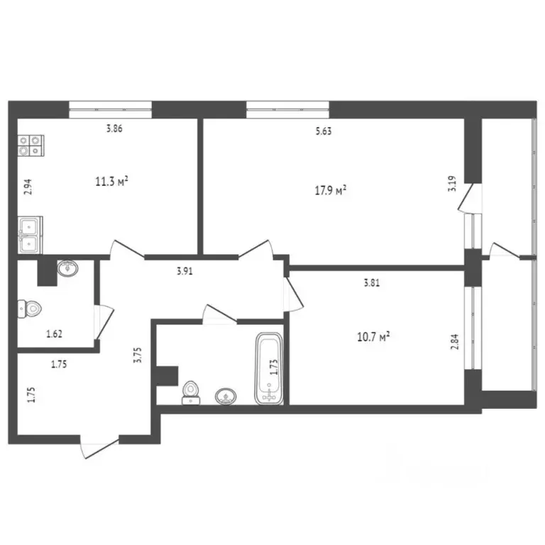 2-к кв. Тюменская область, Тюмень проезд Тихий, 6 (65.2 м) - Фото 2