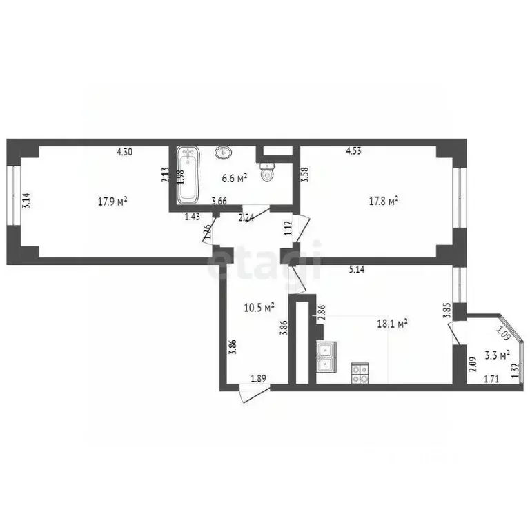 2-к кв. Калининградская область, Калининград Советский просп., 81к2 ... - Фото 1