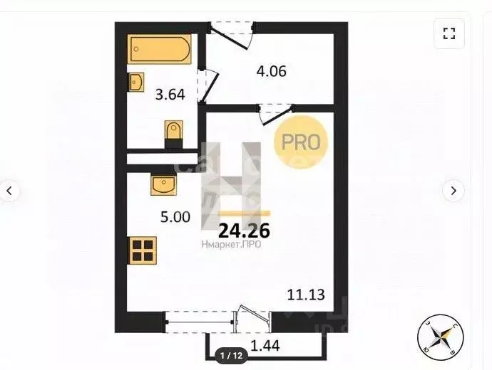 Студия Челябинская область, Челябинск Нефтебазовая ул., 22 (24.0 м) - Фото 2