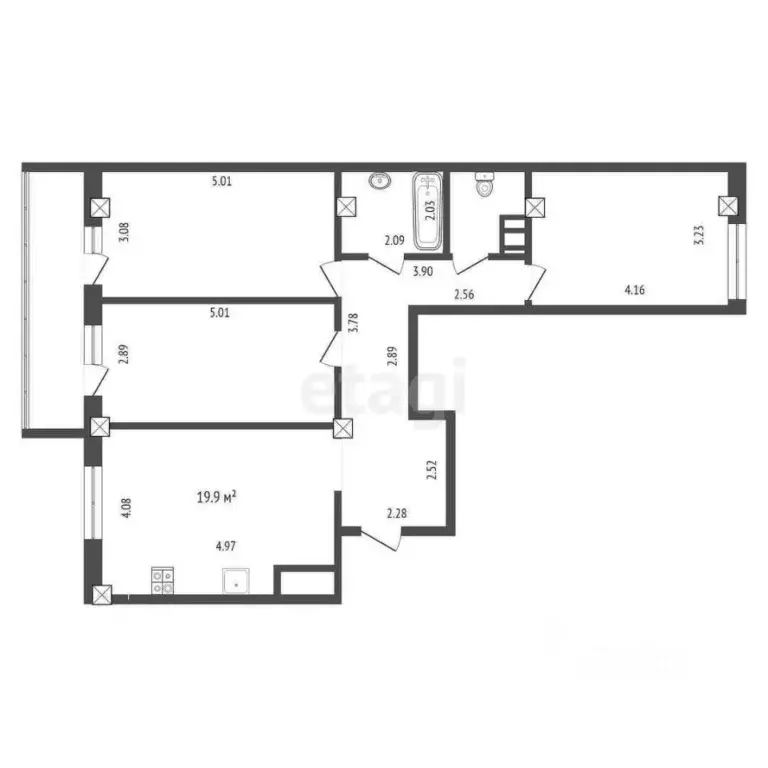 3-к кв. Тюменская область, Тюмень Кремлевская ул., 112к1 (83.0 м) - Фото 2